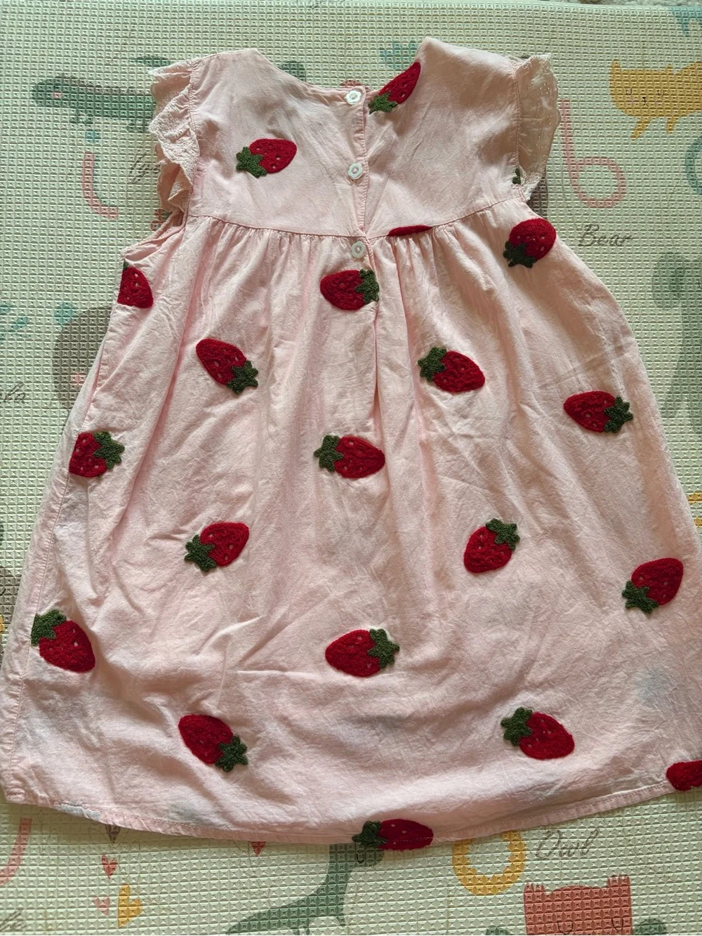 Girls' Pink Floral & Strawberry Dress Bundle - size 6-7 or 130cm